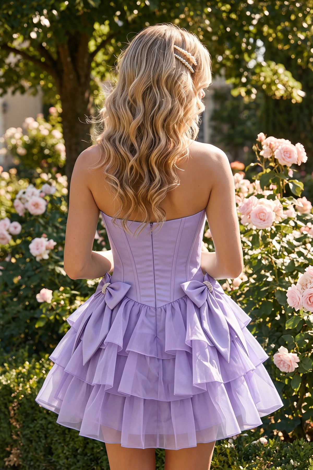 Turquoise Corset Detail A Line Strapless Homecoming Dress Front View