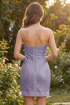 Wisteria Bodycon Sweatheart Sequin Strapless Homecoming Dress Back View