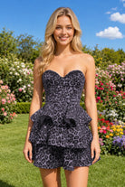 Wisteria Leopard Print Ruffles Sweetheart Homecoming Dress Front View
