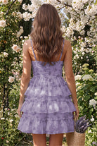Wisteria Tiered Sweetheart A Line Homecoming Dress Back View