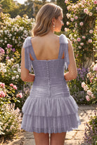 Wisteria Tassel Halter Sheath Sequin Homecoming Dress Back View