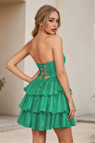 Green Keyhole Sweetheart A Line Homecoming Dress Back View