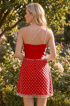 Wisteria Beaded Pleated Slit Homecoming Dress Back View