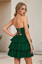 Peacock Keyhole Sweetheart A Line Homecoming Dress Back View
