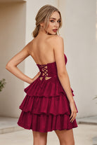 Light Burgundy Keyhole Sweetheart A Line Homecoming Dress Back View