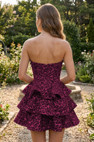 Fuchsia Leopard Print Ruffles Sweetheart Homecoming Dress Back View