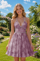 Wisteria Beaded Floral Details A Line Homecoming Dress Front View