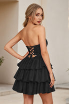 Black Keyhole Sweetheart A Line Homecoming Dress Back View