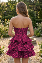 Hot Pink Leopard Print Ruffles Sweetheart Homecoming Dress Back View