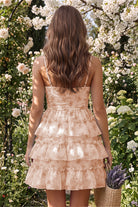 Blush Pink Tiered Sweetheart A Line Homecoming Dress Back View