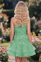 Lilac One Shoulder A Line Sequin Homecoming Dress Back View