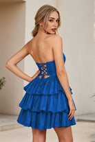 Royal Blue Keyhole Sweetheart A Line Homecoming Dress Back View