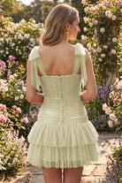 Yellow Tassel Halter Sheath Sequin Homecoming Dress Back View