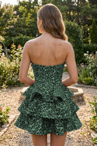 Eucalyptus Leopard Print Ruffles Sweetheart Homecoming Dress Back View