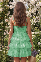 Eucalyptus Tiered Sweetheart A Line Homecoming Dress Back View