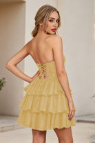 Yellow Keyhole Sweetheart A Line Homecoming Dress Back View