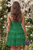 Emerald Tiered Sweetheart A Line Homecoming Dress Back View
