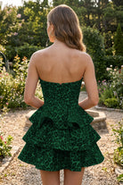 Emerald Leopard Print Ruffles Sweetheart Homecoming Dress Back View