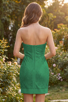 Emerald Bodycon Sweatheart Sequin Strapless Homecoming Dress Back View