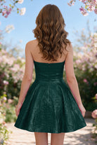 Peacock metallic bow-detail a-line homecoming dress back view