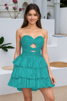 Aqua Blue Keyhole Sweetheart A Line Homecoming Dress Front View