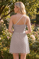 Peacock Beaded Pleated Slit Homecoming Dress Back View