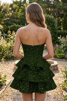 Olive Green Leopard Print Ruffles Sweetheart Homecoming Dress Back View