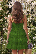 Olive Green Tiered Sweetheart A Line Homecoming Dress Back View