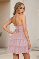 Light Pink Keyhole Sweetheart A Line Homecoming Dress Back View