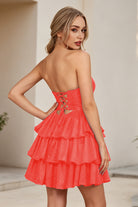 Orange Keyhole Sweetheart A Line Homecoming Dress Back View