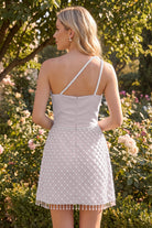 Navy Blue Beaded Pleated Slit Homecoming Dress Back View