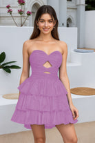 Light Purple Keyhole Sweetheart A Line Homecoming Dress Front View