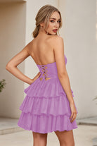 Light Purple Keyhole Sweetheart A Line Homecoming Dress Back View