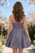 Wisteria metallic bow-detail a-line homecoming dress back view