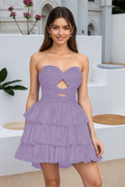 Lilac Keyhole Sweetheart A Line Homecoming Dress Front View
