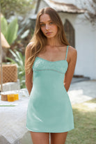 Yellow Rhinestones Spaghetti Straps Sheath Homecoming Dress Front View