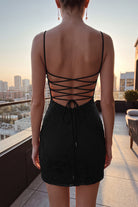 Light Burgundy Floral Stitching Sheath Spaghetti Straps Homecoming Dress Back View