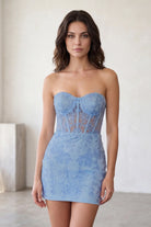Black Sweetheart Strapless Lace Homecoming Dress Front View