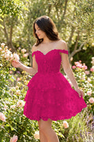 Silver lace tulle a-Line tiered homecoming dress front view