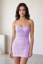 Green Sweetheart Strapless Lace Homecoming Dress Front View